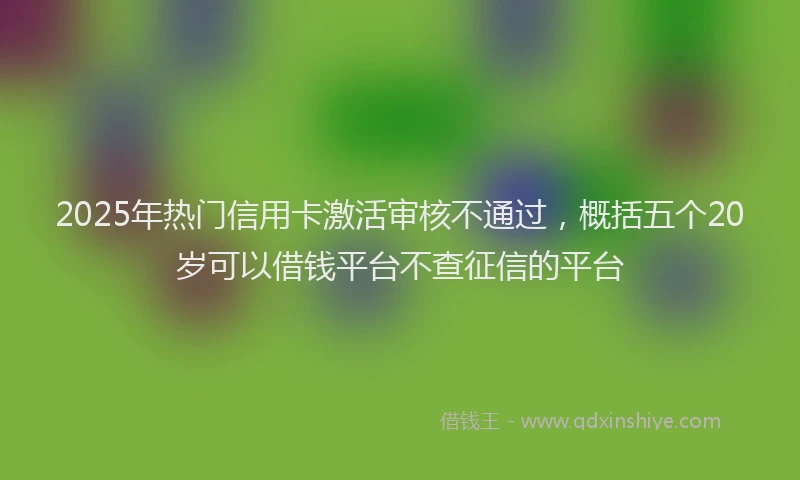 2025年热门信用卡激活审核不通过，概括五个20岁可以借钱平台不查征信的平台