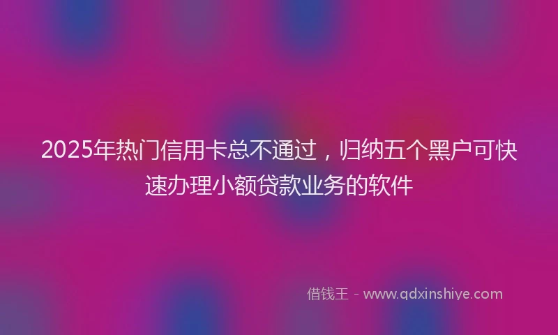 2025年热门信用卡总不通过，归纳五个黑户可快速办理小额贷款业务的软件