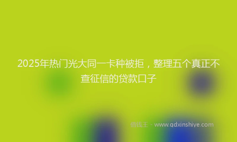 2025年热门光大同一卡种被拒，整理五个真正不查征信的贷款口子