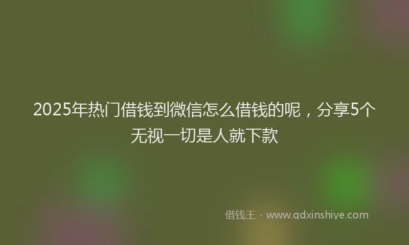 2025年热门借钱到微信怎么借钱的呢，分享5个无视一切是人就下款