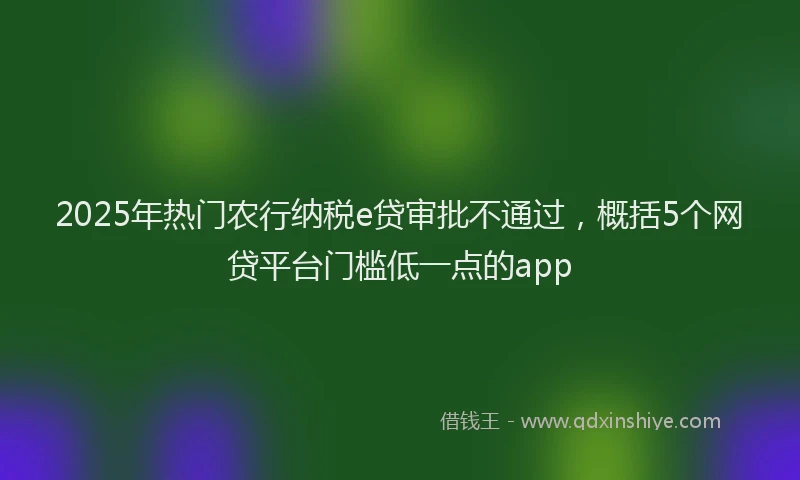 2025年热门农行纳税e贷审批不通过，概括5个网贷平台门槛低一点的app