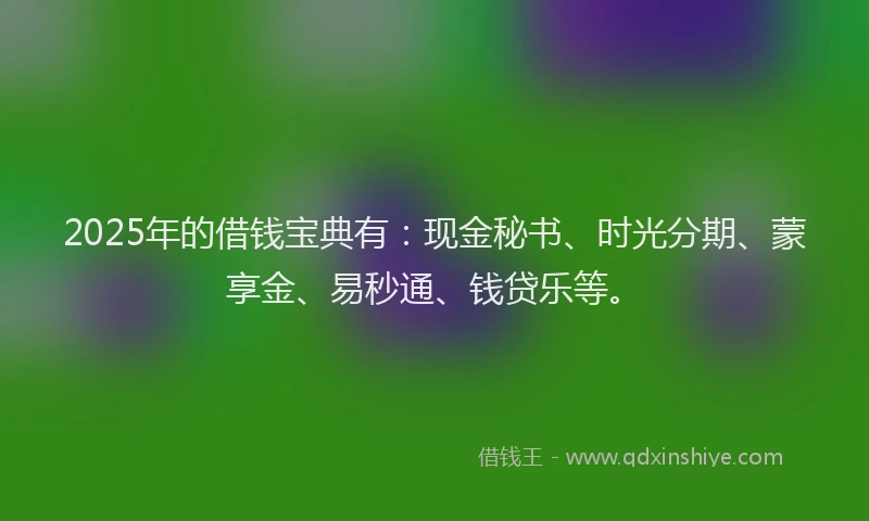 2025年的借钱宝典有：现金秘书、时光分期、蒙享金、易秒通、钱贷乐等。