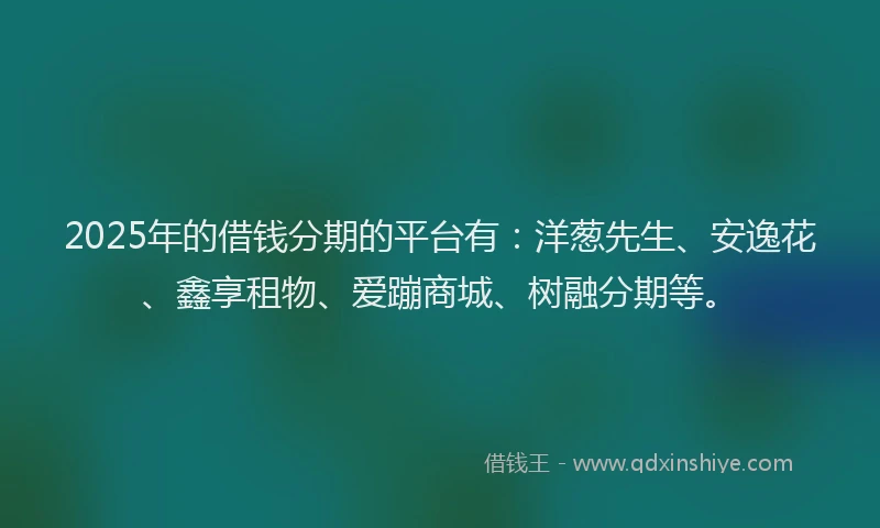 2025年的借钱分期的平台有：洋葱先生、安逸花、鑫享租物、爱蹦商城、树融分期等。