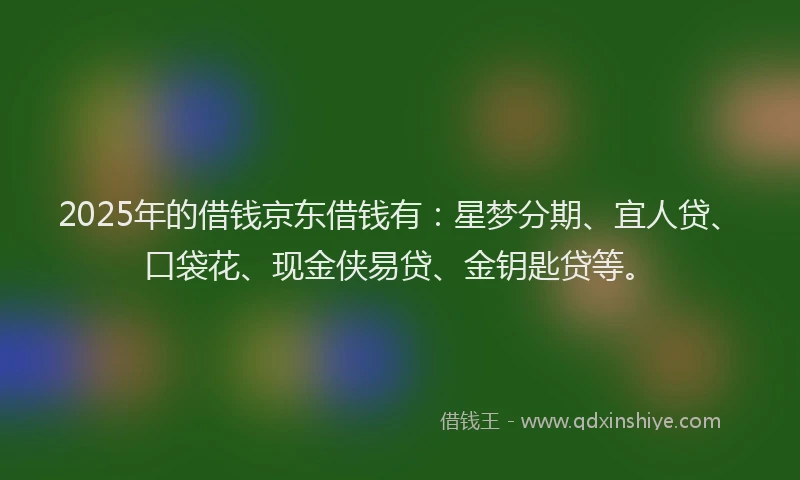 2025年的借钱京东借钱有：星梦分期、宜人贷、口袋花、现金侠易贷、金钥匙贷等。
