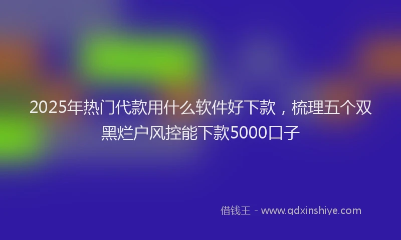 2025年热门代款用什么软件好下款，梳理五个双黑烂户风控能下款5000口子
