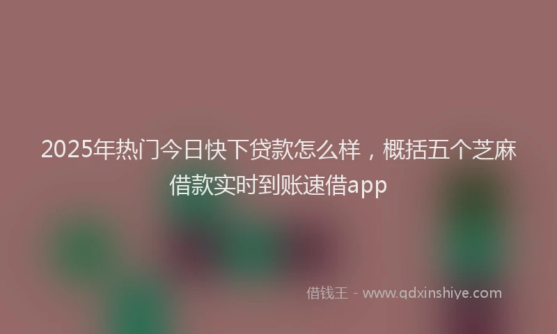 2025年热门今日快下贷款怎么样，概括五个芝麻借款实时到账速借app