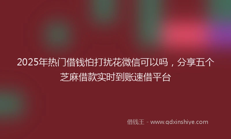 2025年热门借钱怕打扰花微信可以吗，分享五个芝麻借款实时到账速借平台