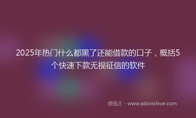 2025年热门什么都黑了还能借款的口子，概括5个快速下款无视征信的软件