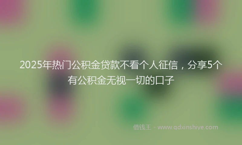 2025年热门公积金贷款不看个人征信，分享5个有公积金无视一切的口子