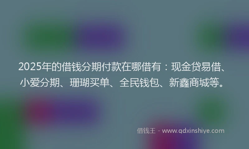 2025年的借钱分期付款在哪借有：现金贷易借、小爱分期、珊瑚买单、全民钱包、新鑫商城等。