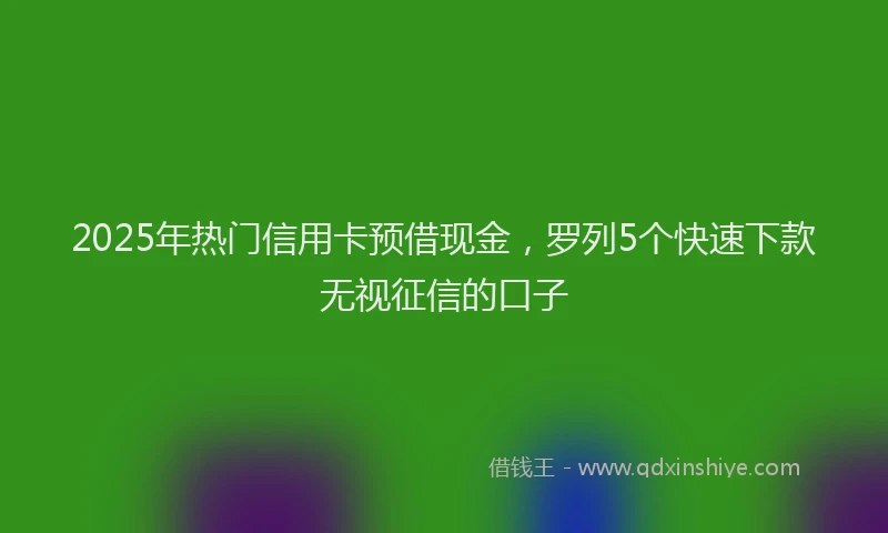 2025年热门信用卡预借现金，罗列5个快速下款无视征信的口子