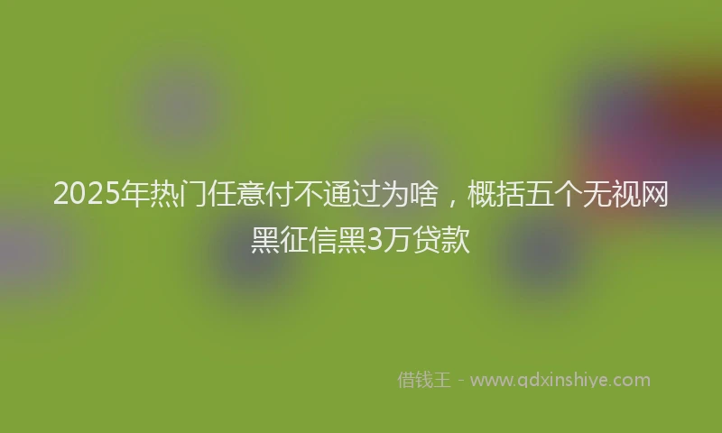 2025年热门任意付不通过为啥，概括五个无视网黑征信黑3万贷款