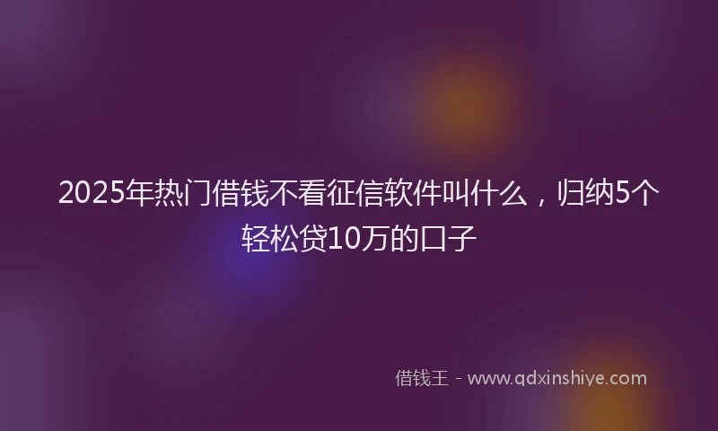2025年热门借钱不看征信软件叫什么，归纳5个轻松贷10万的口子