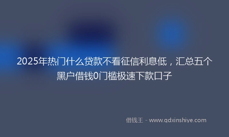 2025年热门什么贷款不看征信利息低，汇总五个黑户借钱0门槛极速下款口子