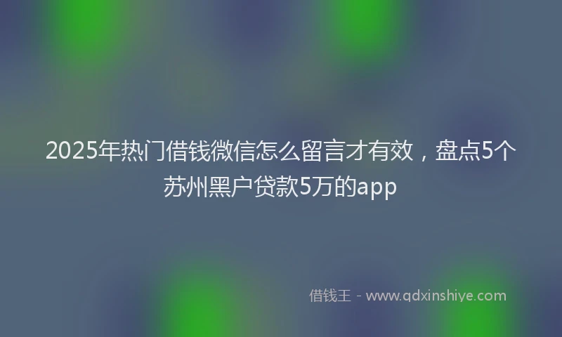 2025年热门借钱微信怎么留言才有效，盘点5个苏州黑户贷款5万的app