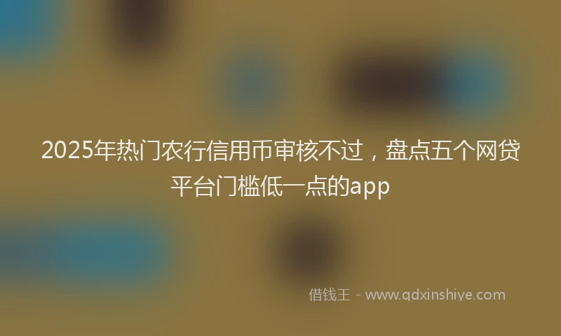 2025年热门农行信用币审核不过，盘点五个网贷平台门槛低一点的app