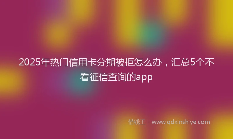 2025年热门信用卡分期被拒怎么办，汇总5个不看征信查询的app