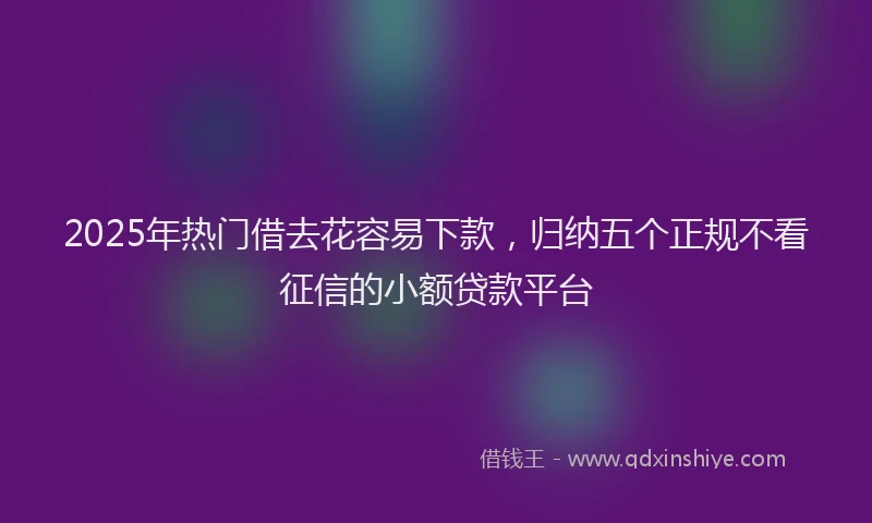 2025年热门借去花容易下款，归纳五个正规不看征信的小额贷款平台