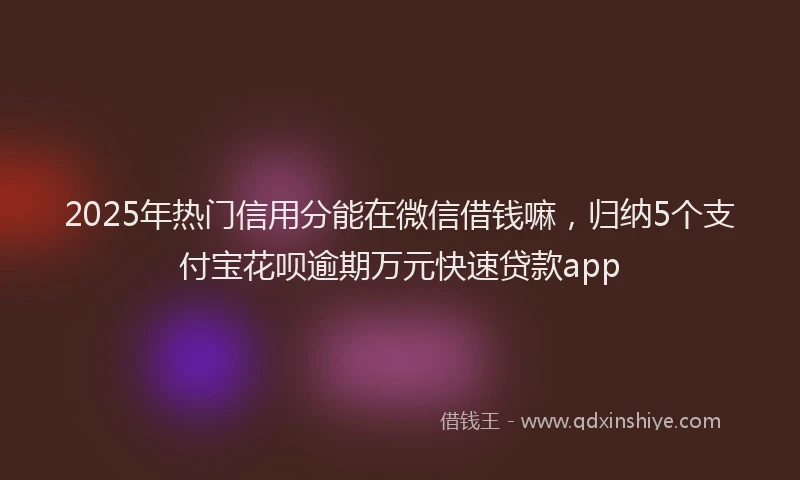 2025年热门信用分能在微信借钱嘛，归纳5个支付宝花呗逾期万元快速贷款app