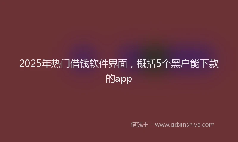 2025年热门借钱软件界面，概括5个黑户能下款的app