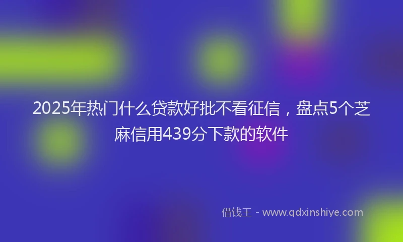 2025年热门什么贷款好批不看征信，盘点5个芝麻信用439分下款的软件