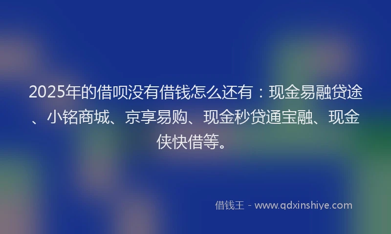 2025年的借呗没有借钱怎么还有：现金易融贷途、小铭商城、京享易购、现金秒贷通宝融、现金侠快借等。