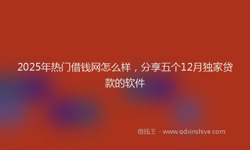 2025年热门借钱网怎么样，分享五个12月独家贷款的软件