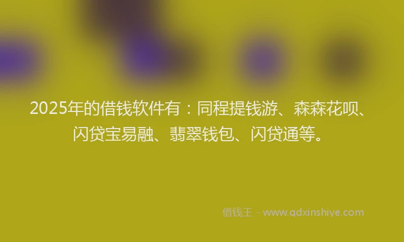 2025年的借钱软件有：同程提钱游、森森花呗、闪贷宝易融、翡翠钱包、闪贷通等。
