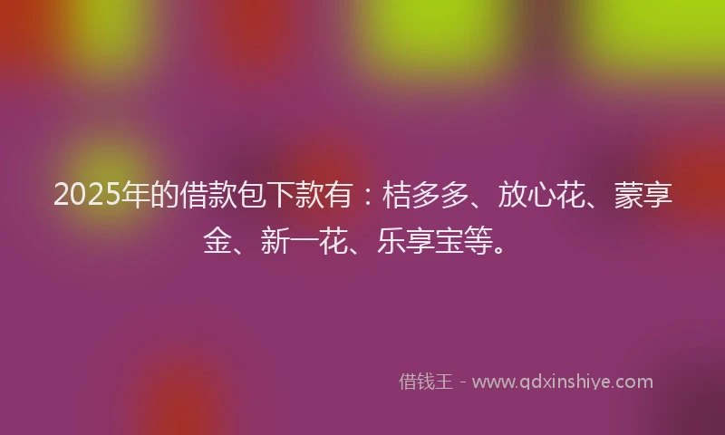2025年的借款包下款有：桔多多、放心花、蒙享金、新一花、乐享宝等。