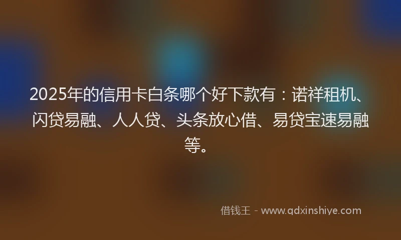 2025年的信用卡白条哪个好下款有：诺祥租机、闪贷易融、人人贷、头条放心借、易贷宝速易融等。