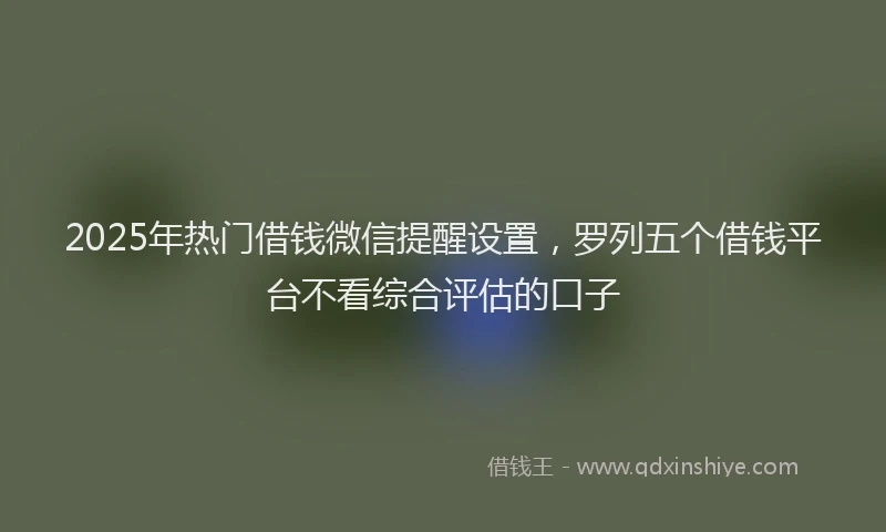 2025年热门借钱微信提醒设置，罗列五个借钱平台不看综合评估的口子