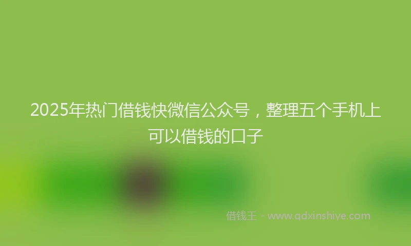 2025年热门借钱快微信公众号，整理五个手机上可以借钱的口子