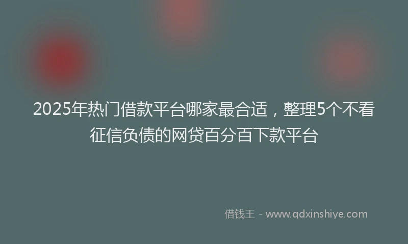 2025年热门借款平台哪家最合适，整理5个不看征信负债的网贷百分百下款平台