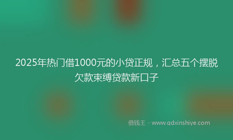 2025年热门借1000元的小贷正规，汇总五个摆脱欠款束缚贷款新口子