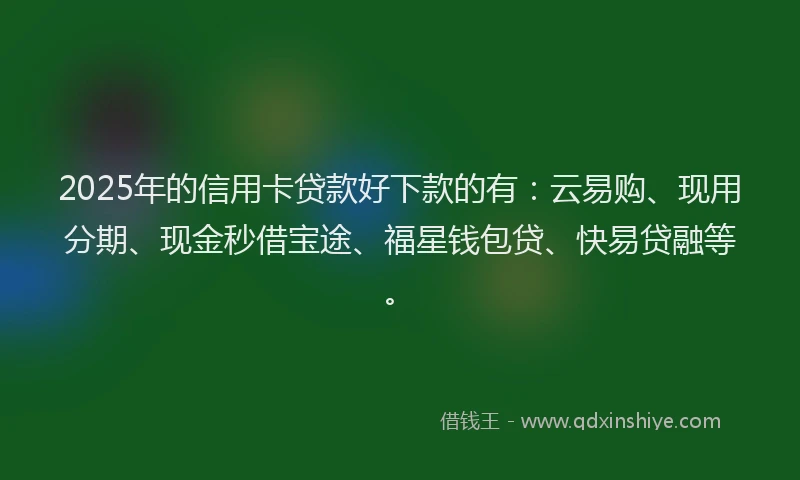 2025年的信用卡贷款好下款的有：云易购、现用分期、现金秒借宝途、福星钱包贷、快易贷融等。