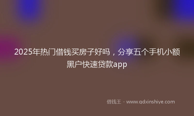 2025年热门借钱买房子好吗，分享五个手机小额黑户快速贷款app