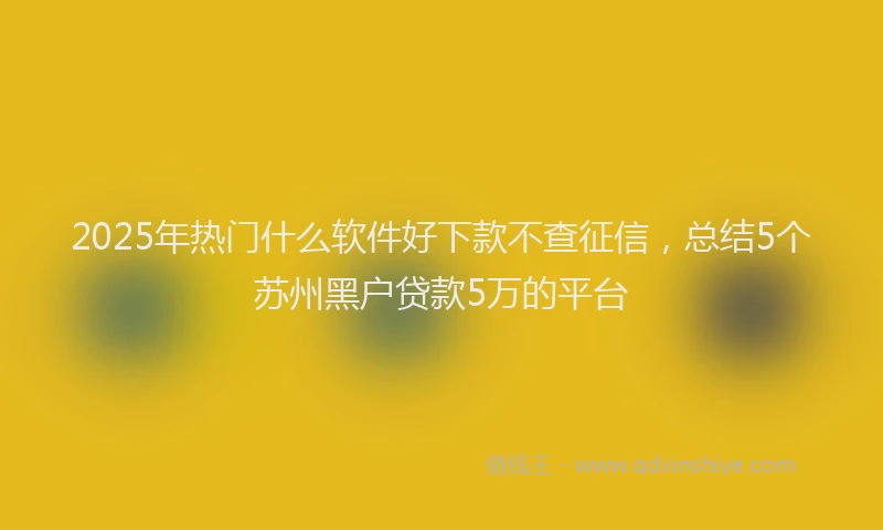 2025年热门什么软件好下款不查征信，总结5个苏州黑户贷款5万的平台