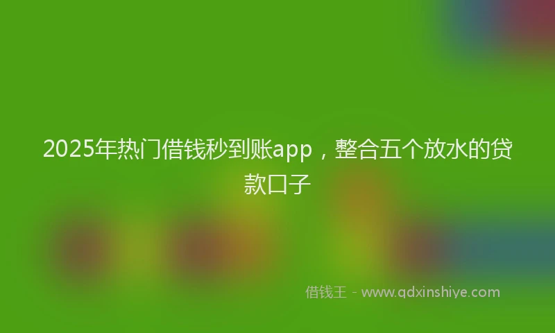2025年热门借钱秒到账app，整合五个放水的贷款口子