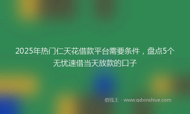 2025年热门仁天花借款平台需要条件，盘点5个无忧速借当天放款的口子