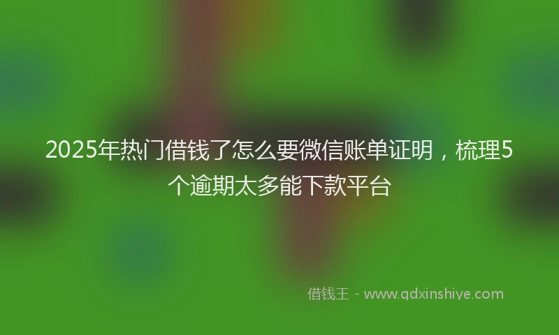 2025年热门借钱了怎么要微信账单证明，梳理5个逾期太多能下款平台