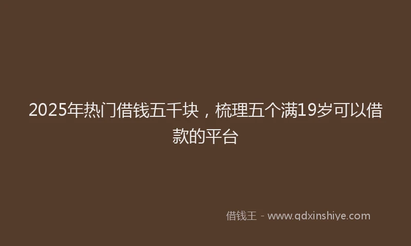 2025年热门借钱五千块，梳理五个满19岁可以借款的平台