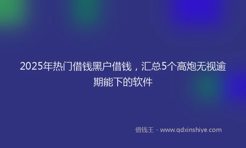 2025年热门借钱黑户借钱，汇总5个高炮无视逾期能下的软件