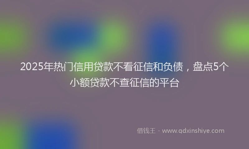 2025年热门信用贷款不看征信和负债，盘点5个小额贷款不查征信的平台
