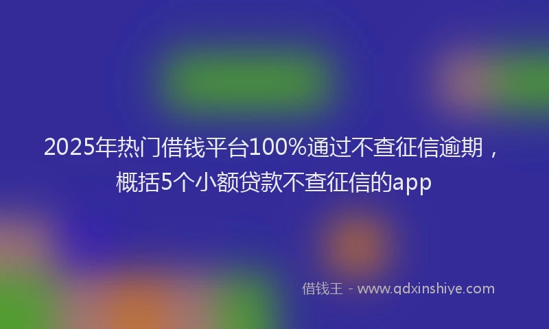 2025年热门借钱平台100%通过不查征信逾期，概括5个小额贷款不查征信的app