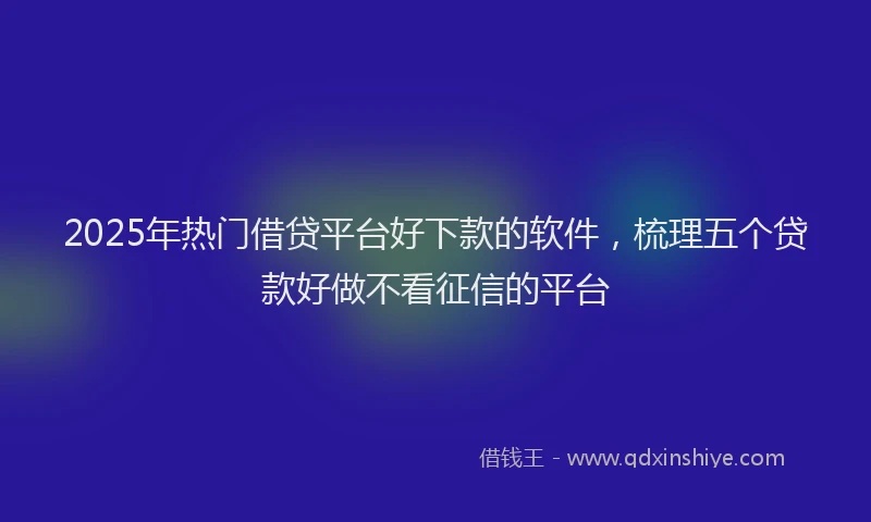 2025年热门借贷平台好下款的软件，梳理五个贷款好做不看征信的平台