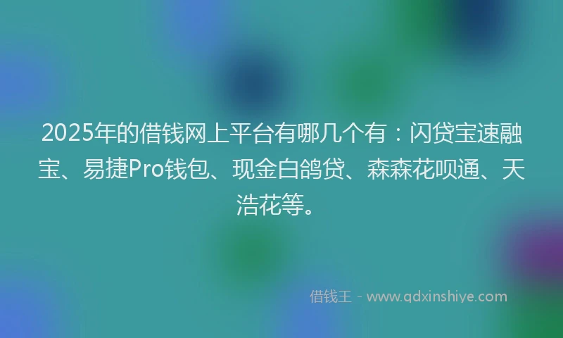 2025年的借钱网上平台有哪几个有：闪贷宝速融宝、易捷Pro钱包、现金白鸽贷、森森花呗通、天浩花等。