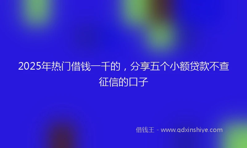 2025年热门借钱一千的，分享五个小额贷款不查征信的口子