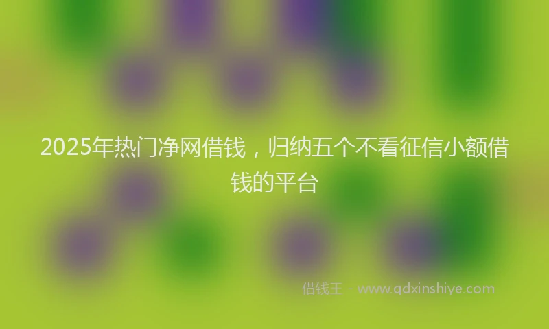 2025年热门净网借钱，归纳五个不看征信小额借钱的平台