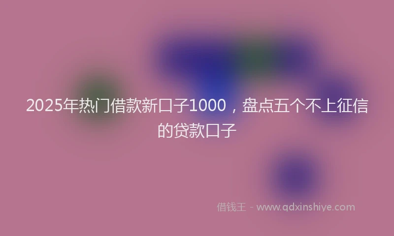 2025年热门借款新口子1000，盘点五个不上征信的贷款口子