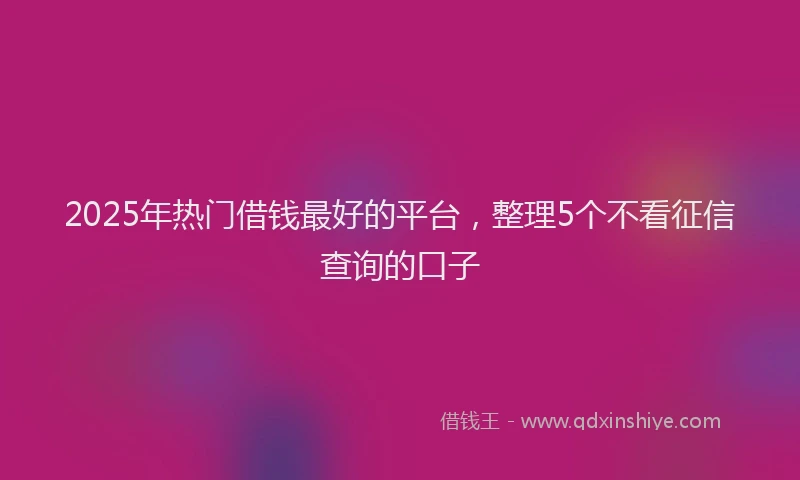 2025年热门借钱最好的平台，整理5个不看征信查询的口子